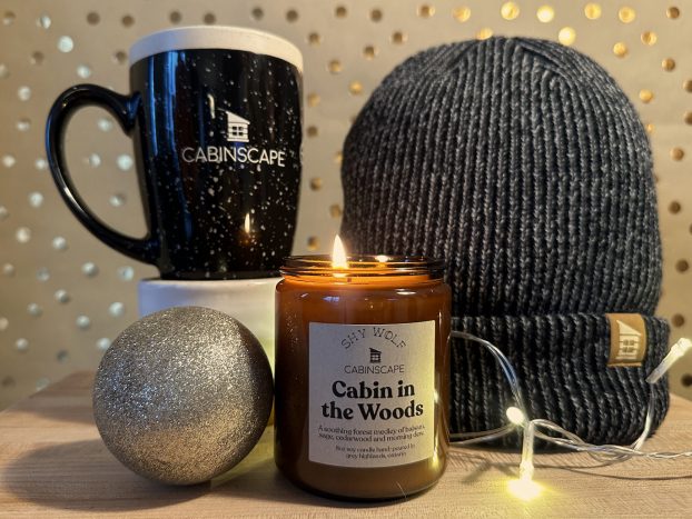 Cabinscape Gift Bundle, Toque, Mug, Shy Wolf Candle